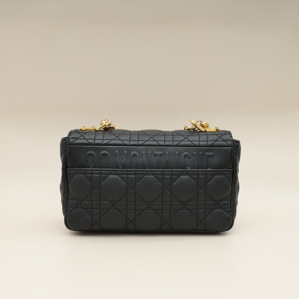 Christian Dior Black Caro Cannage Small Flap Shoulder Bag