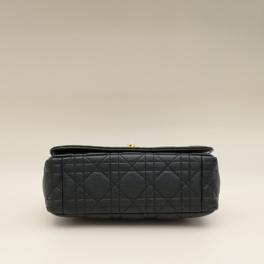 Christian Dior Black Caro Cannage Small Flap Shoulder Bag