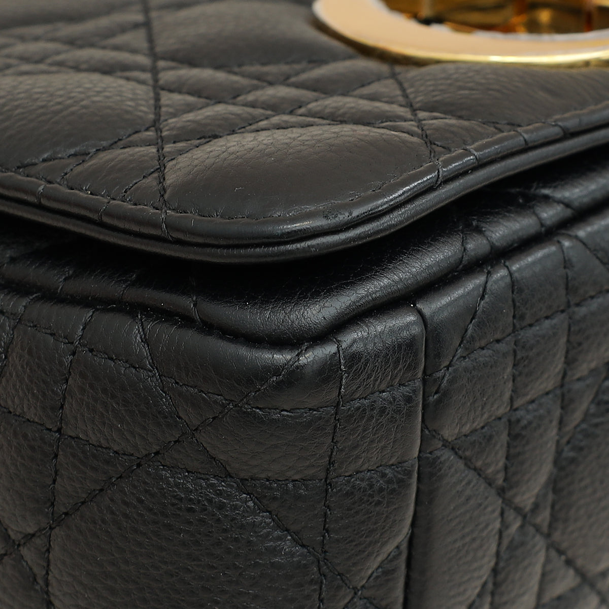 Christian Dior Black Caro Cannage Small Flap Shoulder Bag