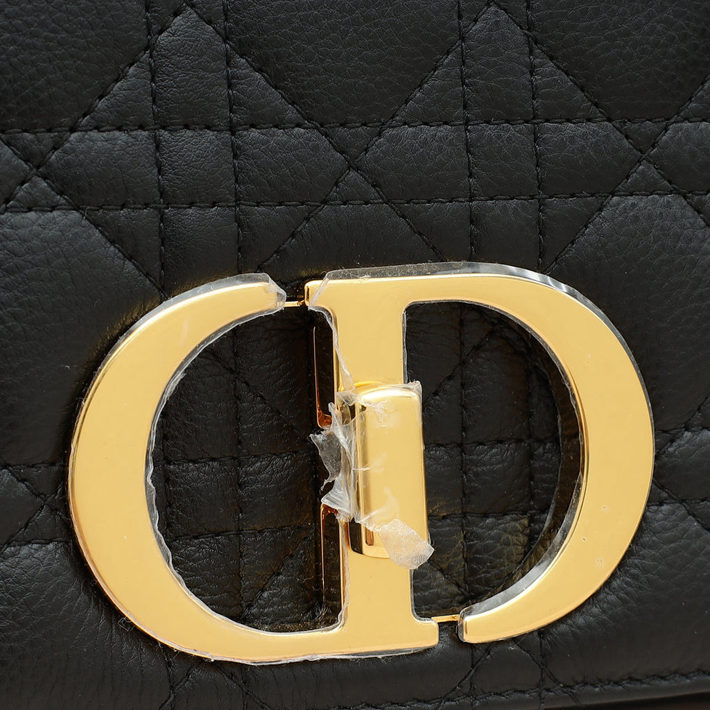 Christian Dior Black Caro Cannage Small Flap Shoulder Bag