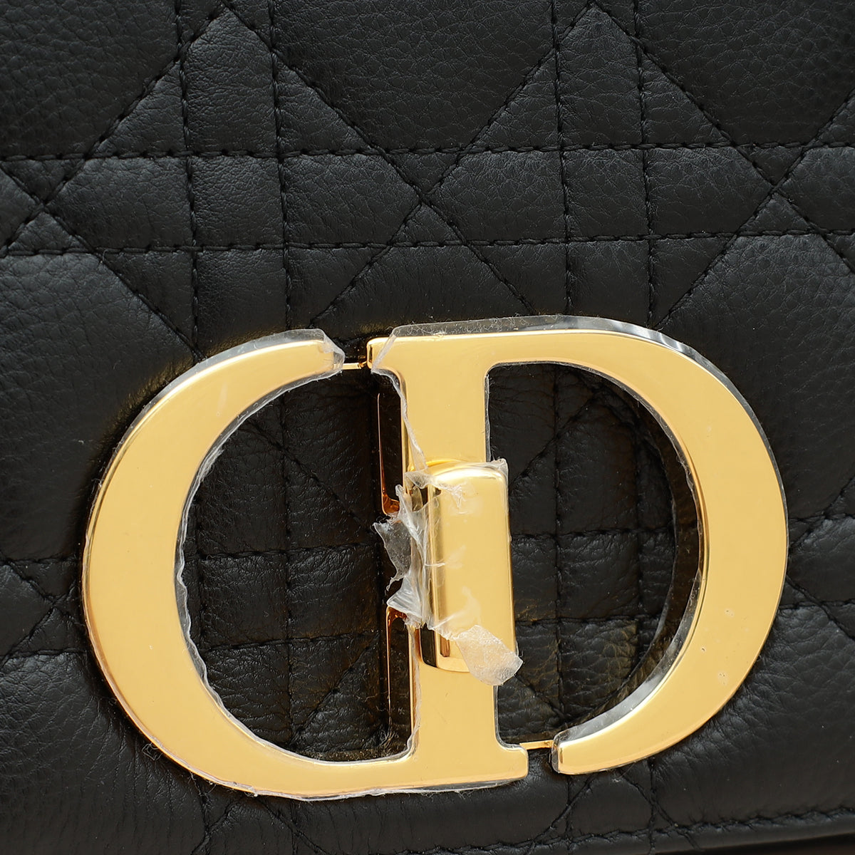 Christian Dior Black Caro Cannage Small Flap Shoulder Bag