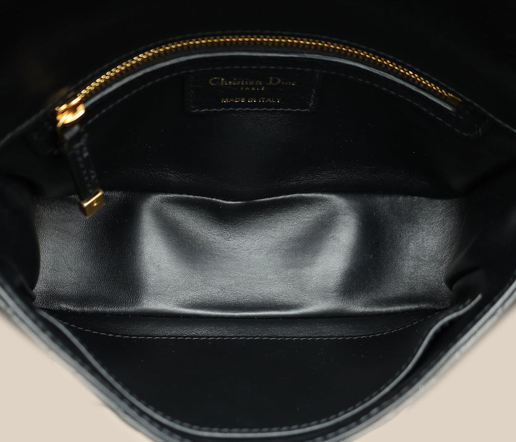 Christian Dior Black Caro Cannage Small Flap Shoulder Bag