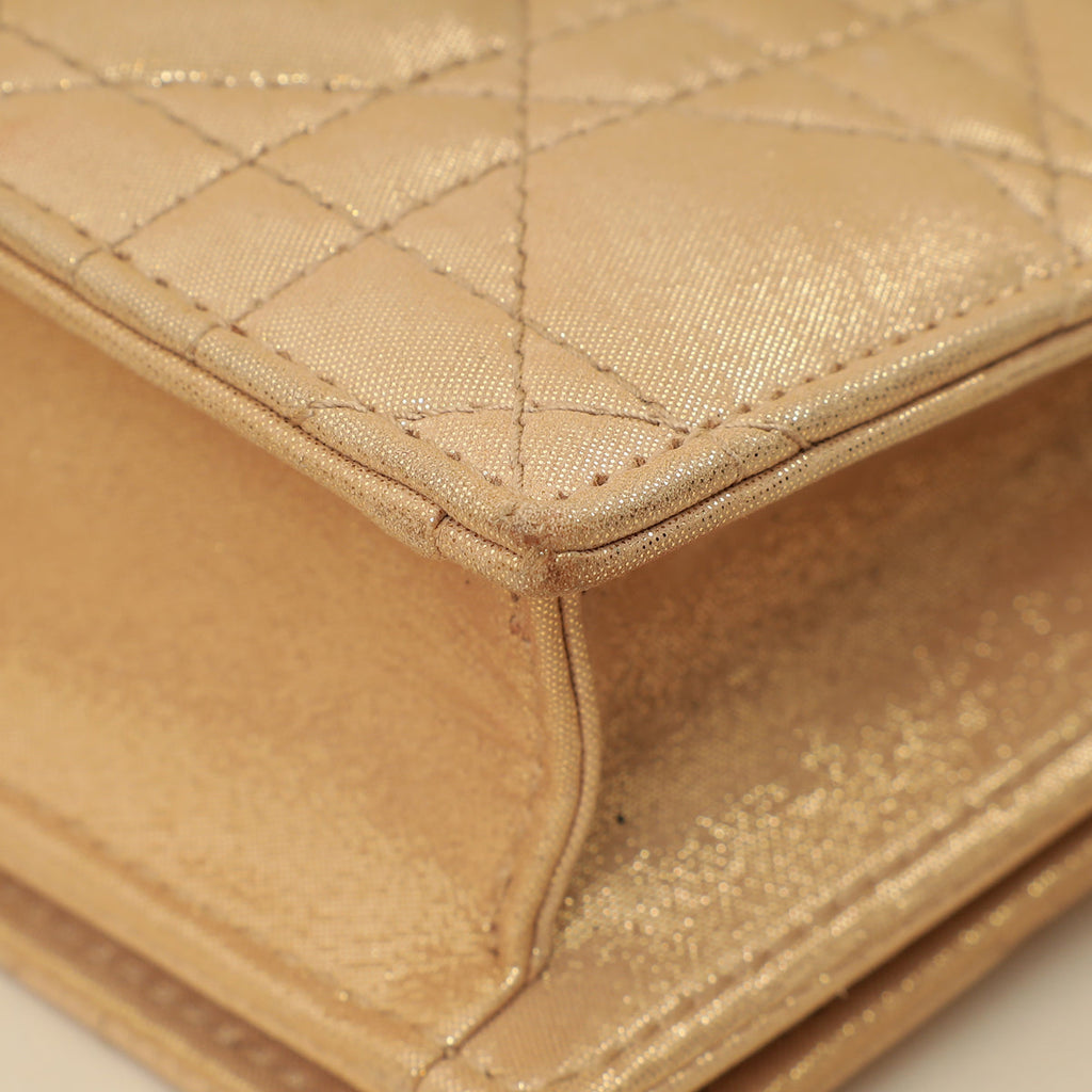 Christian Dior Metallic Gold Cannage Lady Dior Convertible Clutch
