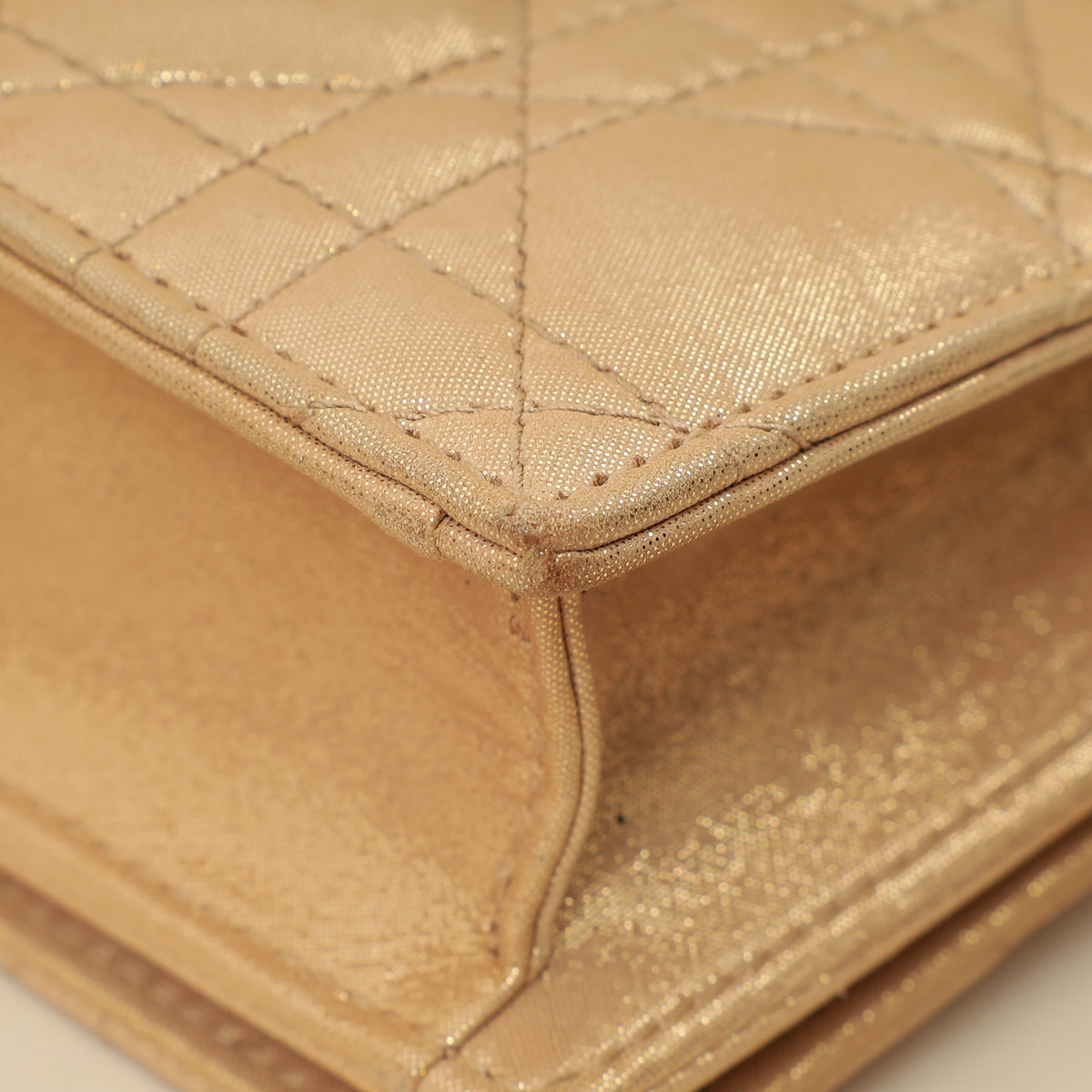 Christian Dior Metallic Gold Cannage Lady Dior Convertible Clutch