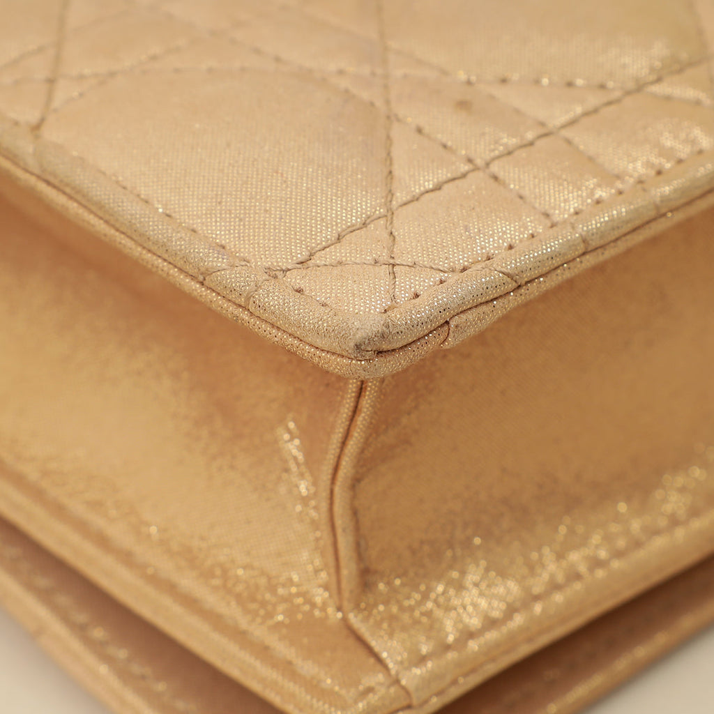 Christian Dior Metallic Gold Cannage Lady Dior Convertible Clutch