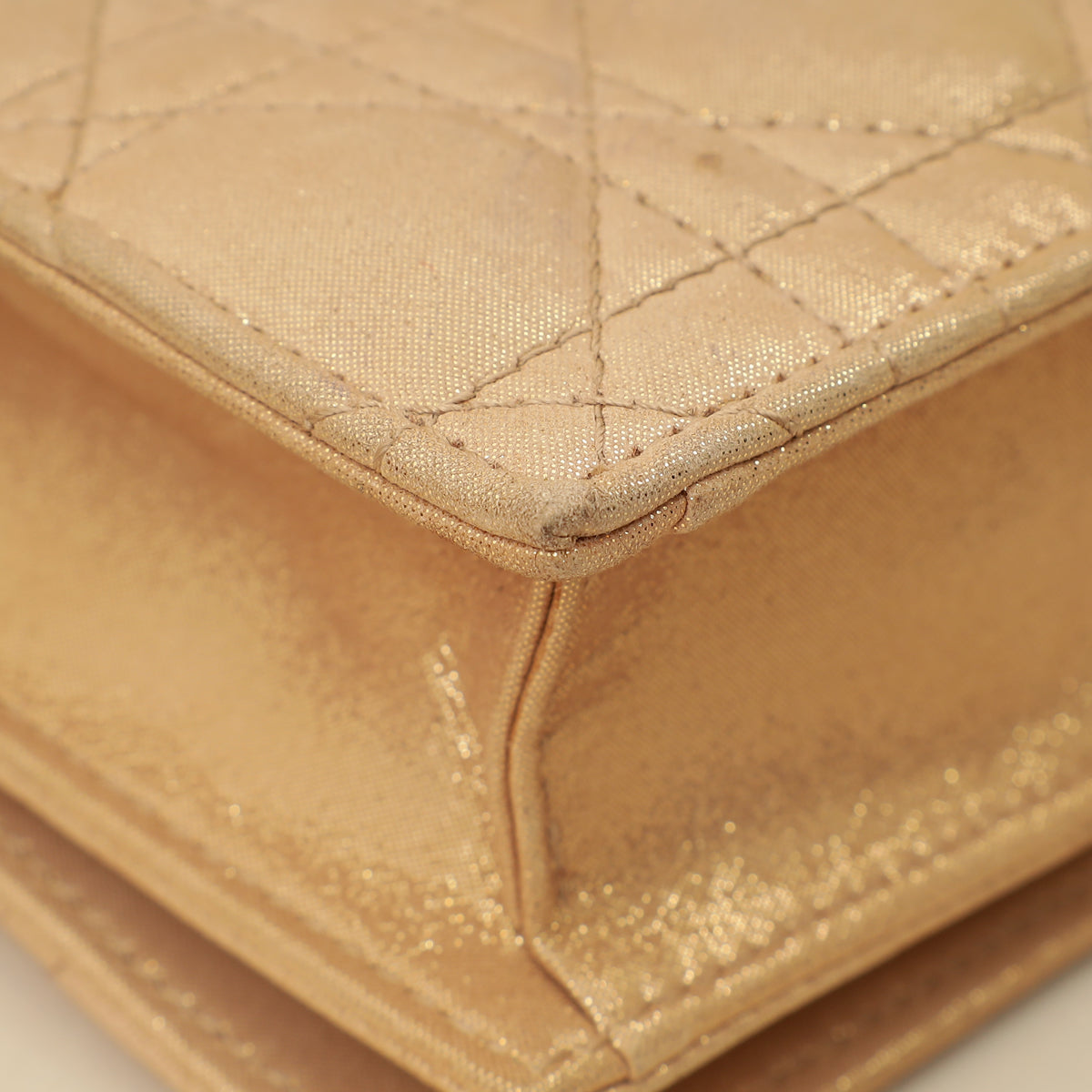 Christian Dior Metallic Gold Cannage Lady Dior Convertible Clutch
