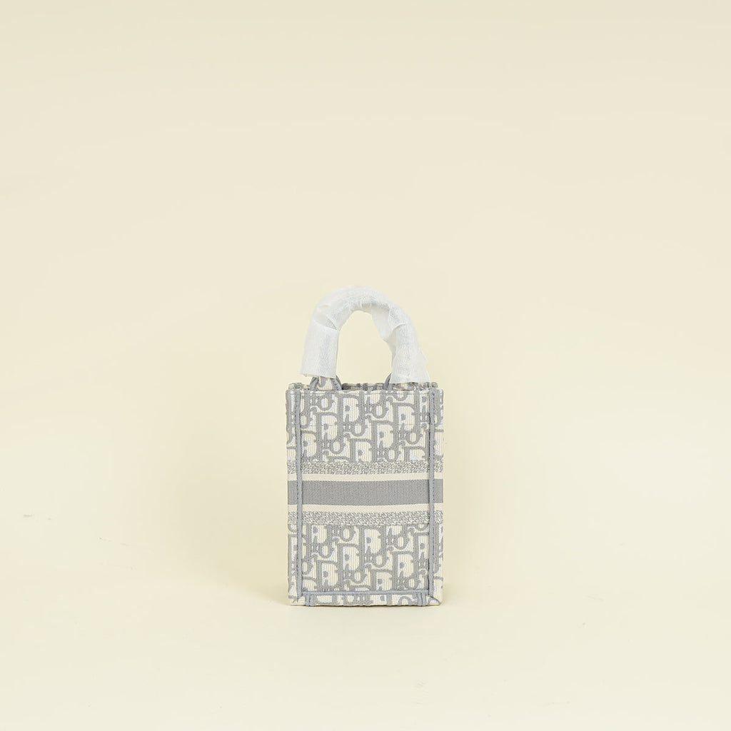 Christian Dior Grey Oblique Mini Vertical Book Tote Bag