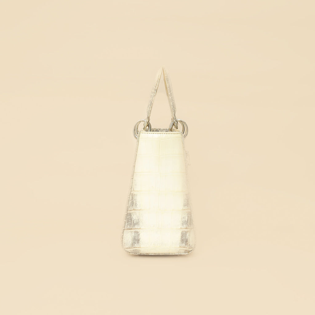 Christian Dior Bicolor Niloticus Crocodile Himalaya Lady Dior Medium Bag