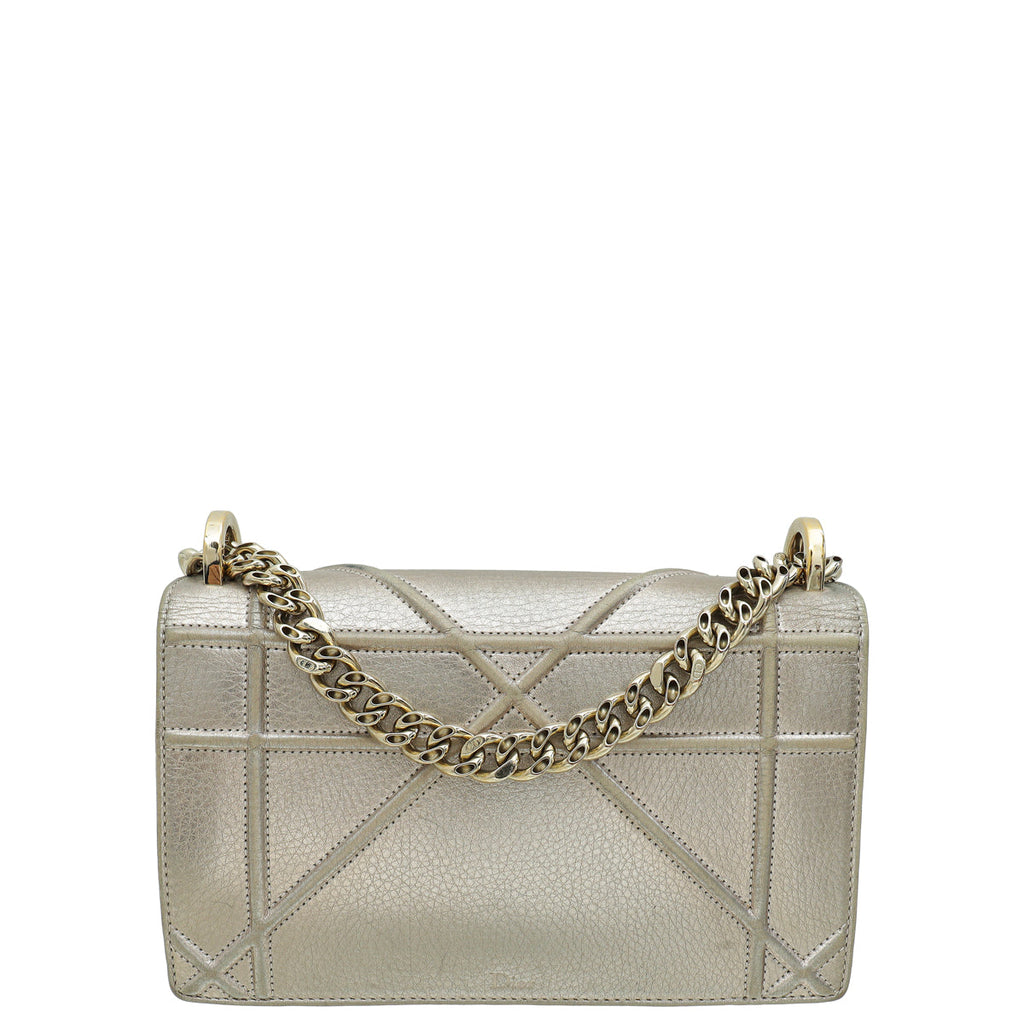 Christian Dior Metallic Champaign Diorama Shoulder Bag