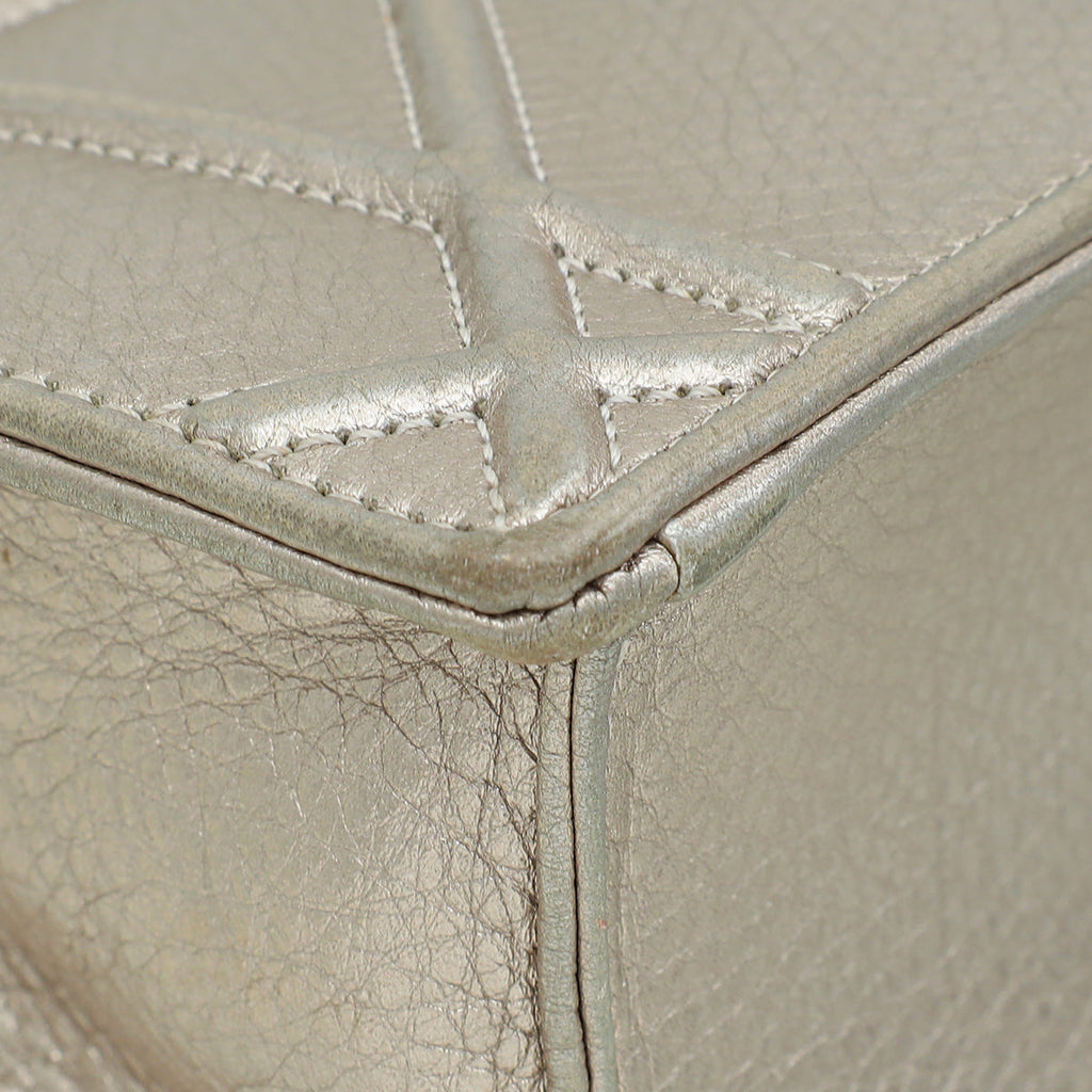 Christian Dior Metallic Champaign Diorama Shoulder Bag