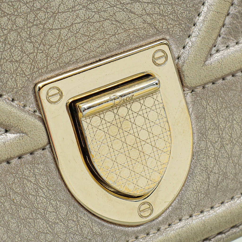 Christian Dior Metallic Champaign Diorama Shoulder Bag