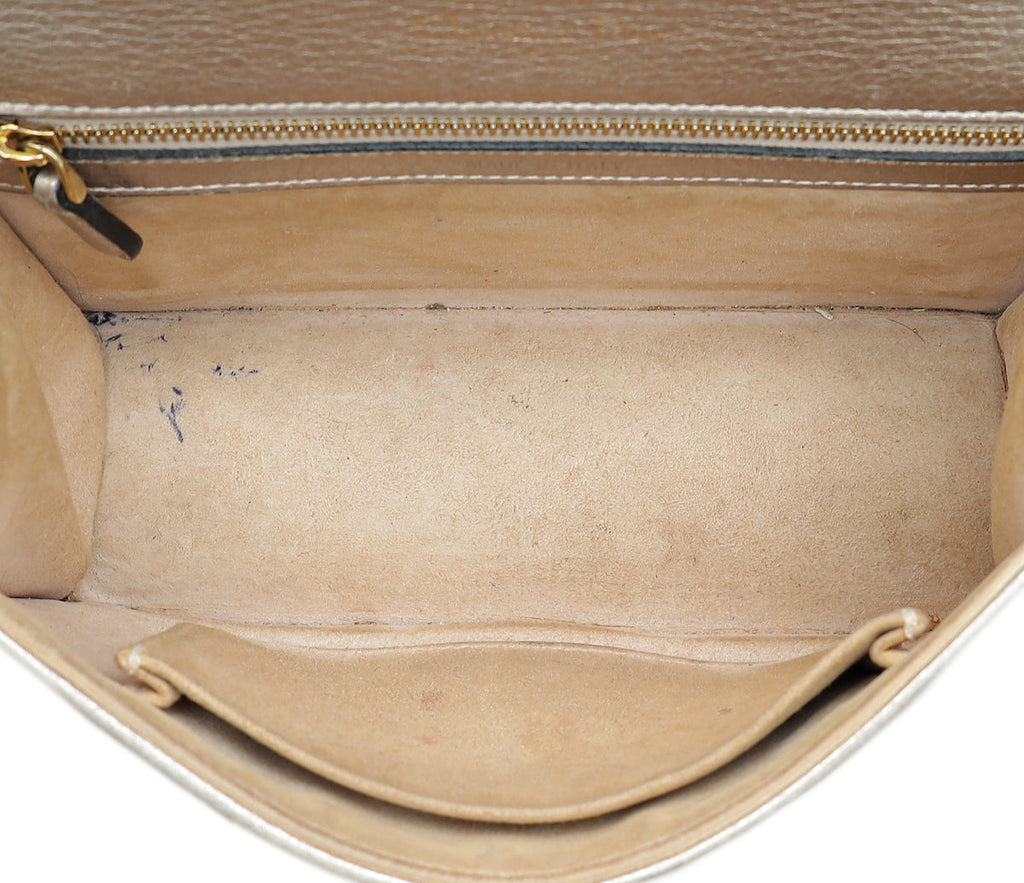 Christian Dior Metallic Champaign Diorama Shoulder Bag