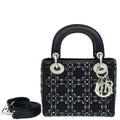 Christian Dior Black Cannage Satin Lady Dior Mini Strass Bag
