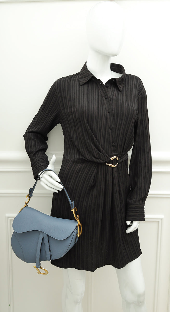 Christian Dior Blue Saddle Medium Bag