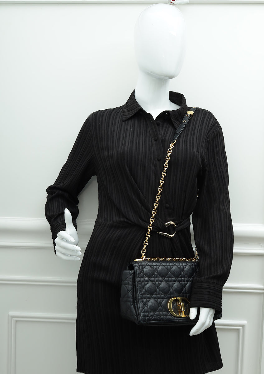 Christian Dior Black Caro Medium Shoulder Bag