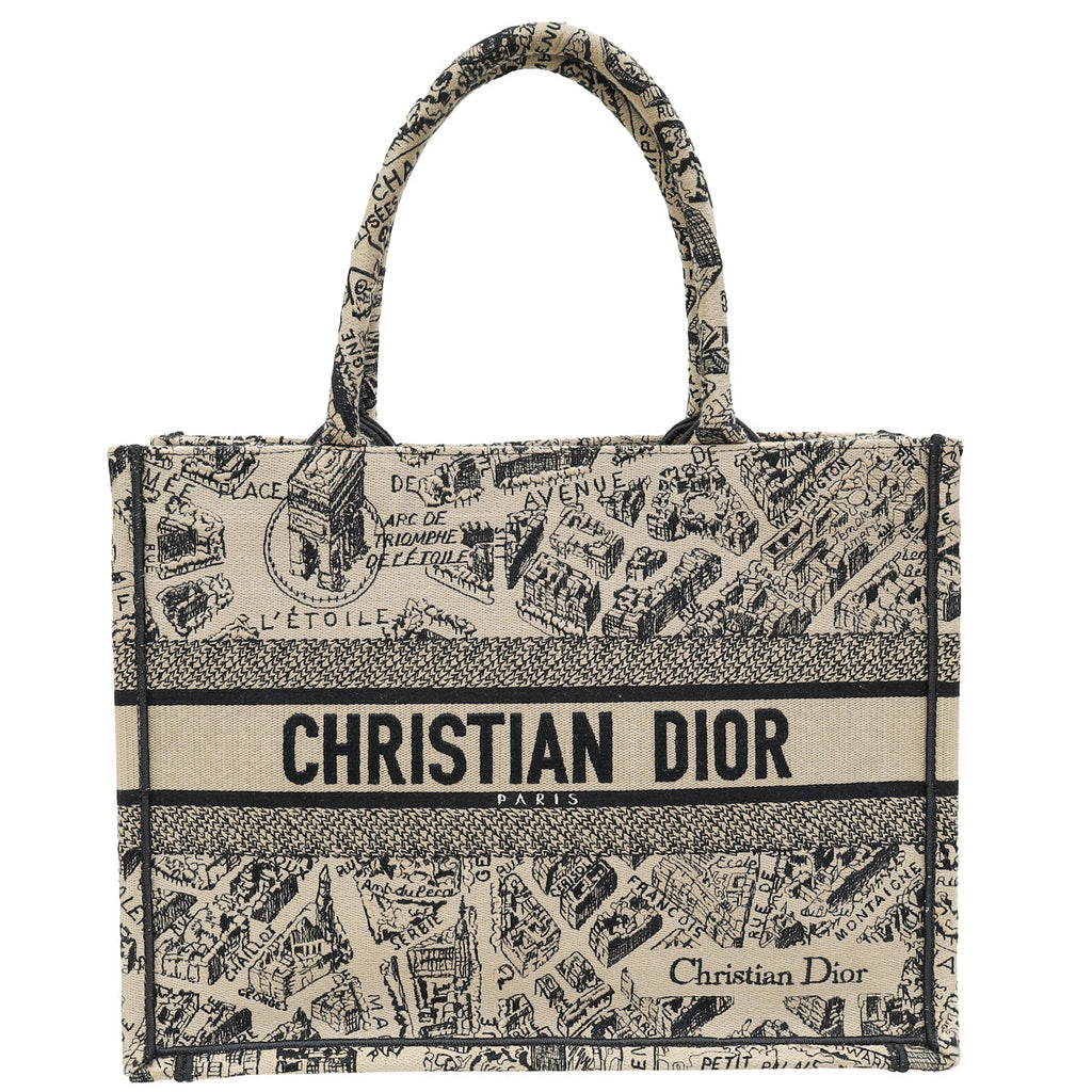 Christian Dior Bicolor Plan De Paris Embroidered Book Tote Medium Bag
