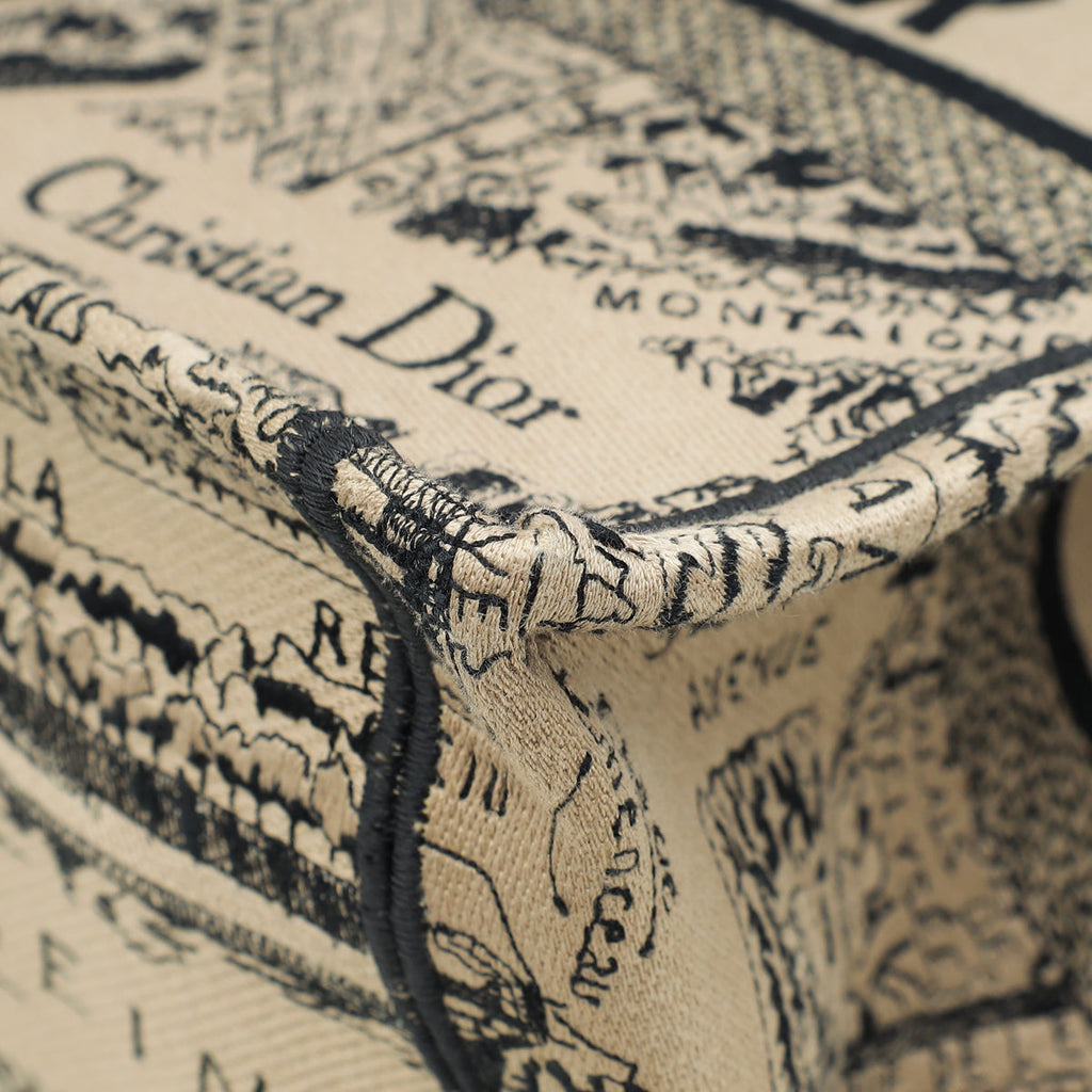 Christian Dior Bicolor Plan De Paris Embroidered Book Tote Medium Bag
