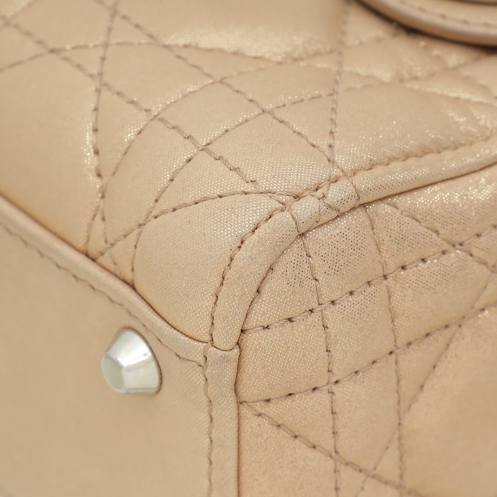 Christian Dior Metallic Nude Lady Dior Mini Shimmering Chain Bag
