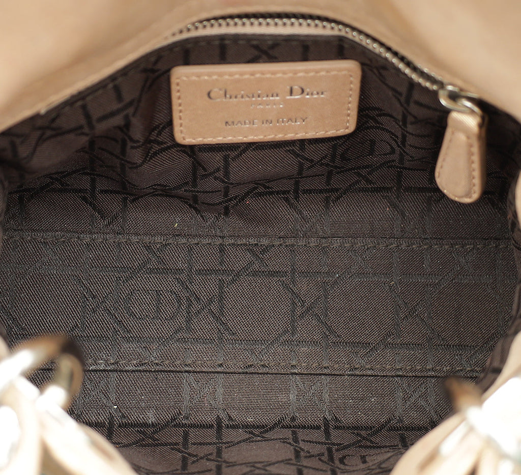 Christian Dior Metallic Nude Lady Dior Mini Shimmering Chain Bag
