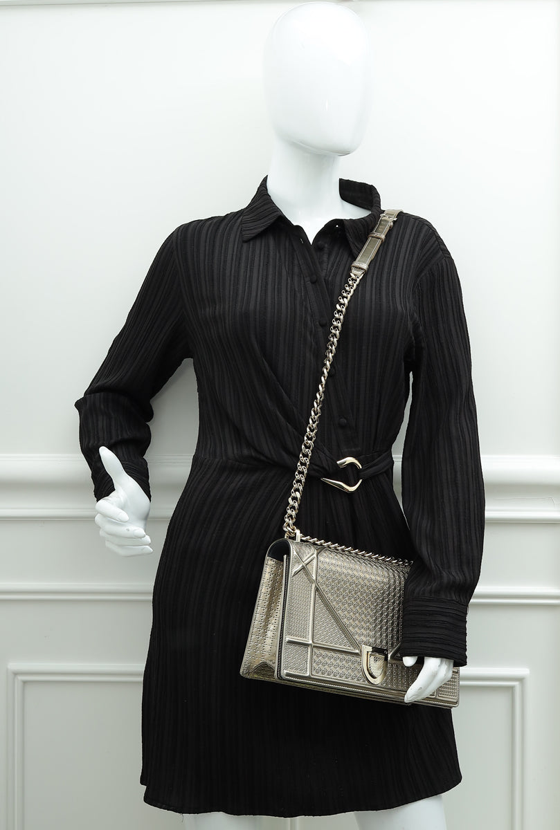 Christian Dior Champaign Diorama Microcannage Medium Bag