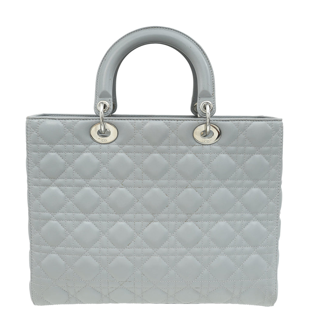 Christian Dior Grey Lady Dior Large Bag