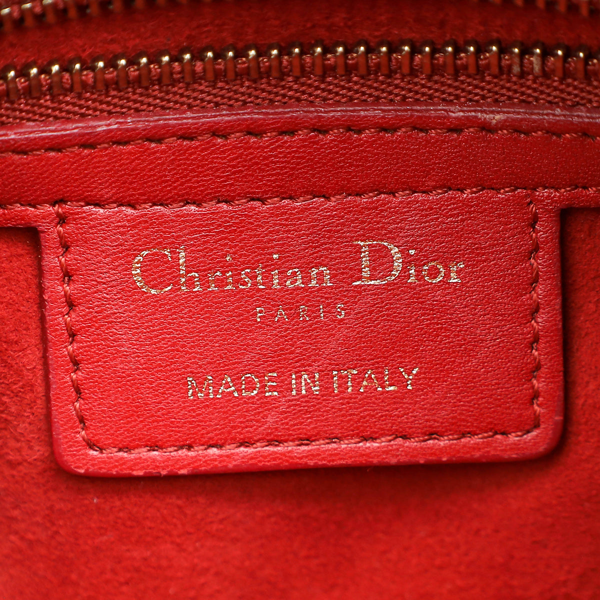 Christian Dior Red Lady Dior Studded Supple Medium Bag