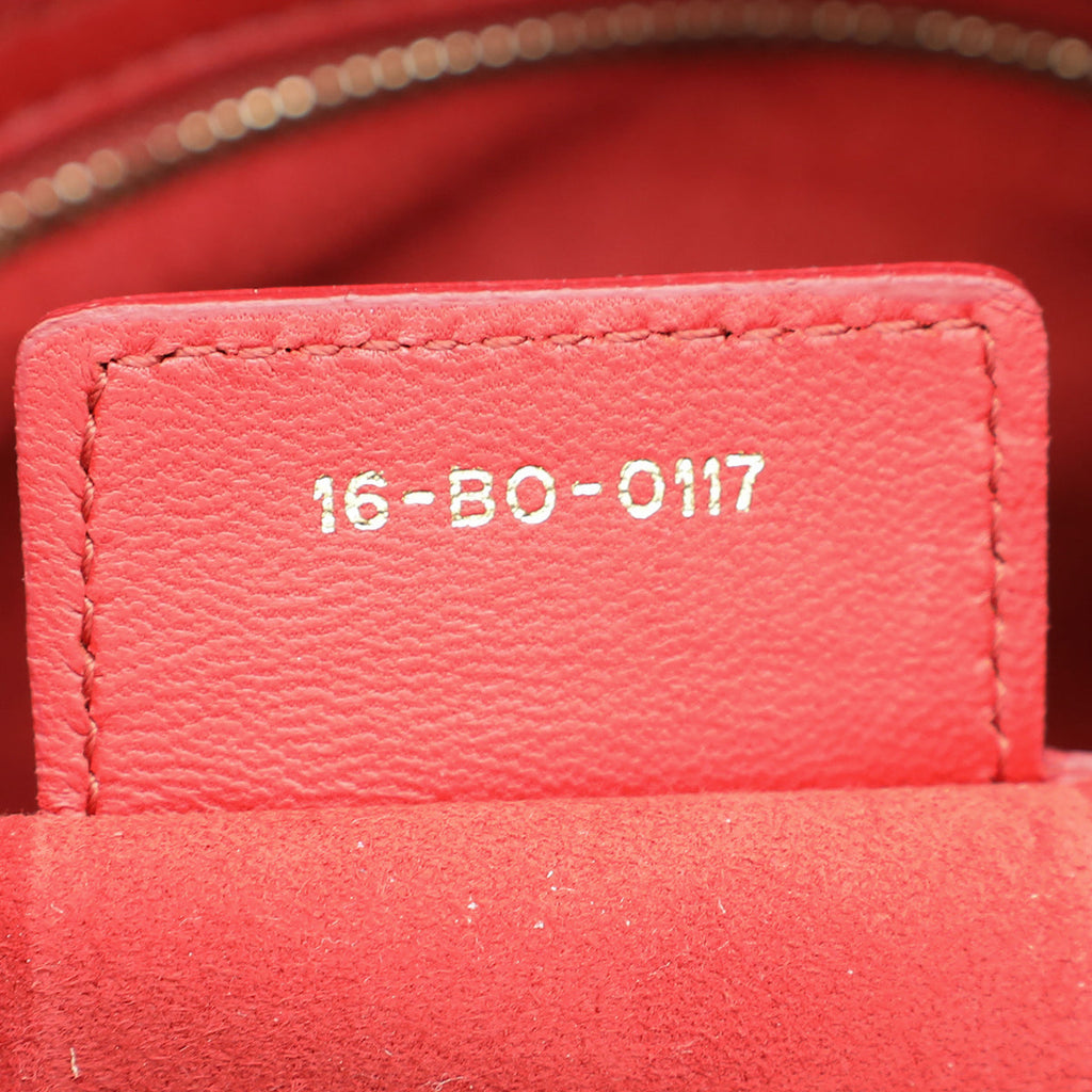 Christian Dior Red Lady Dior Studded Supple Medium Bag