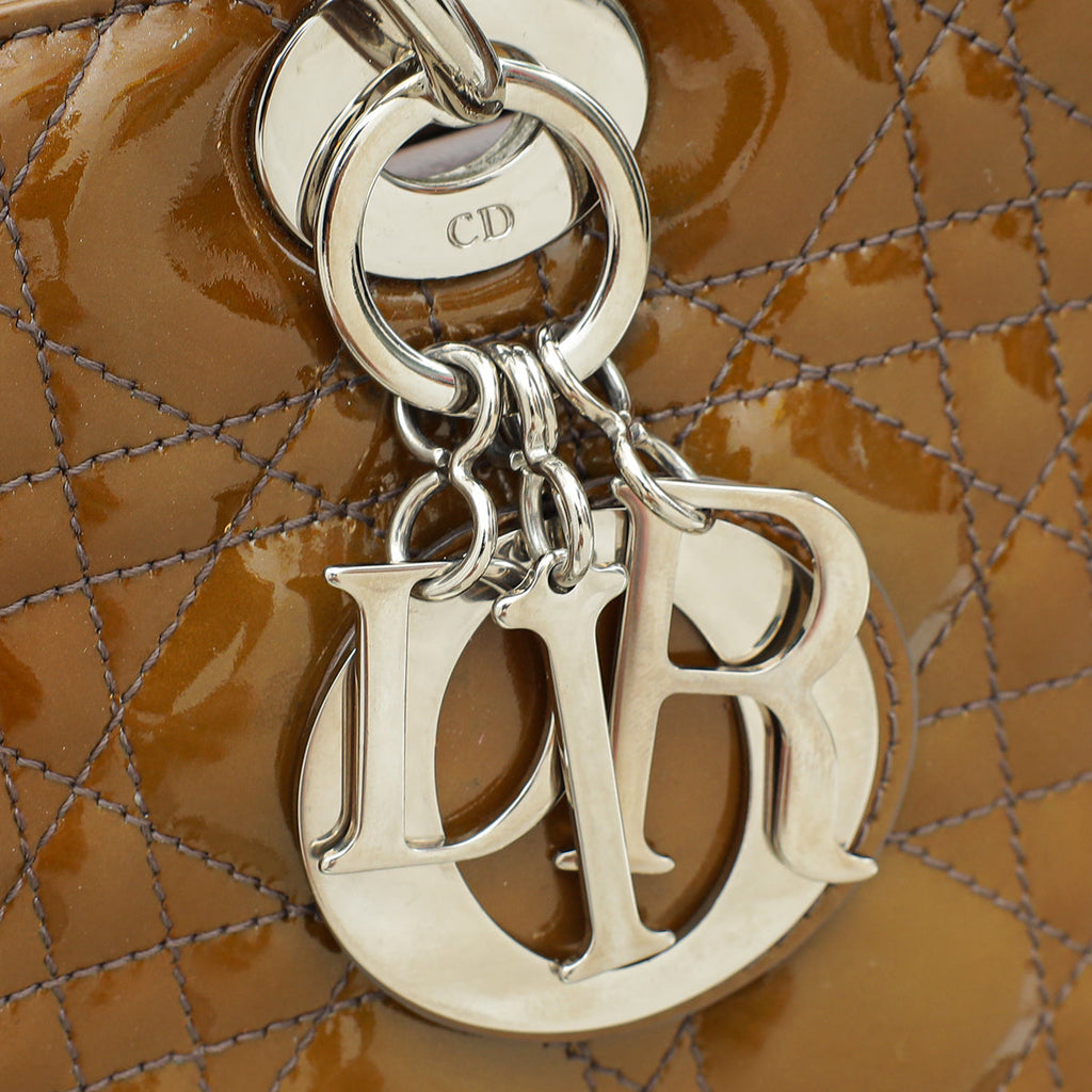 Christian Dior Golden Brown Lady Dior Large Bag