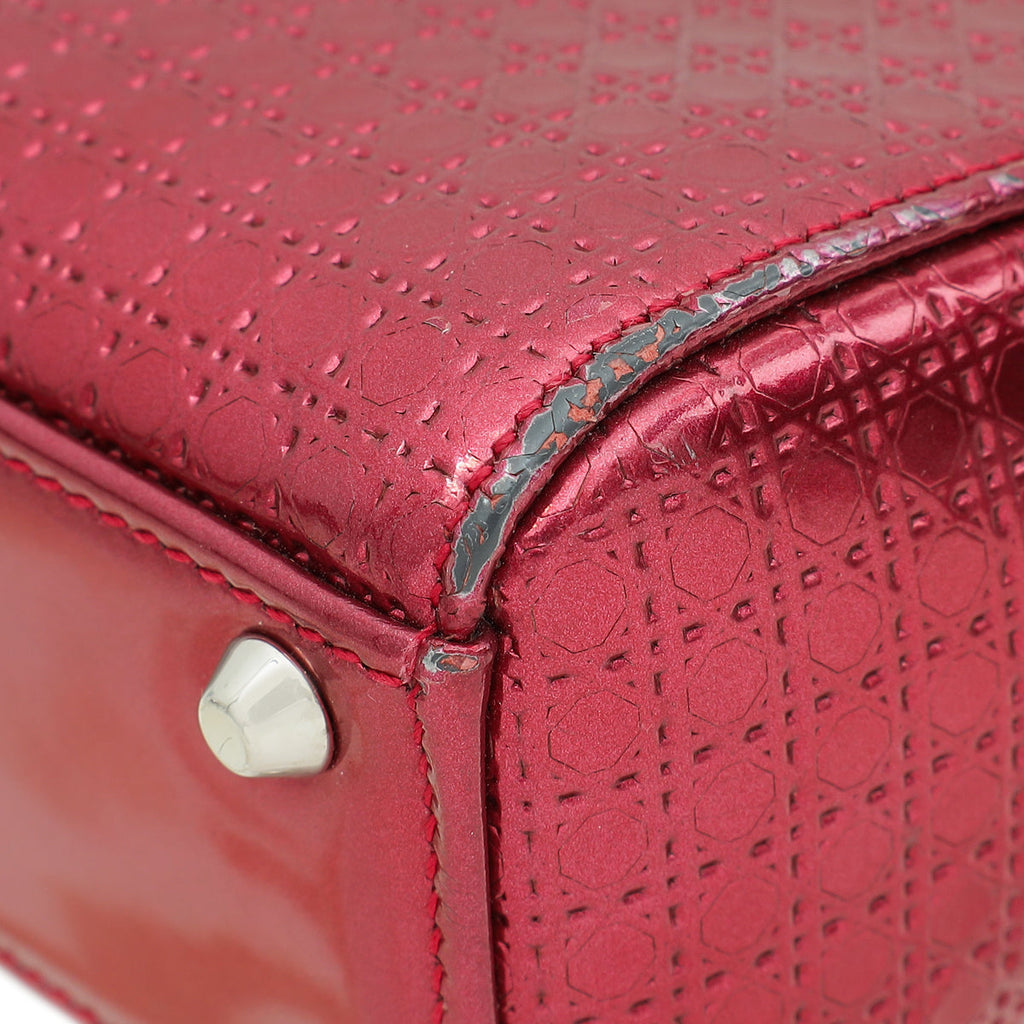 Christian Dior Metallic Fuchsia Lady Dior Microcannage Mini Strap Bag