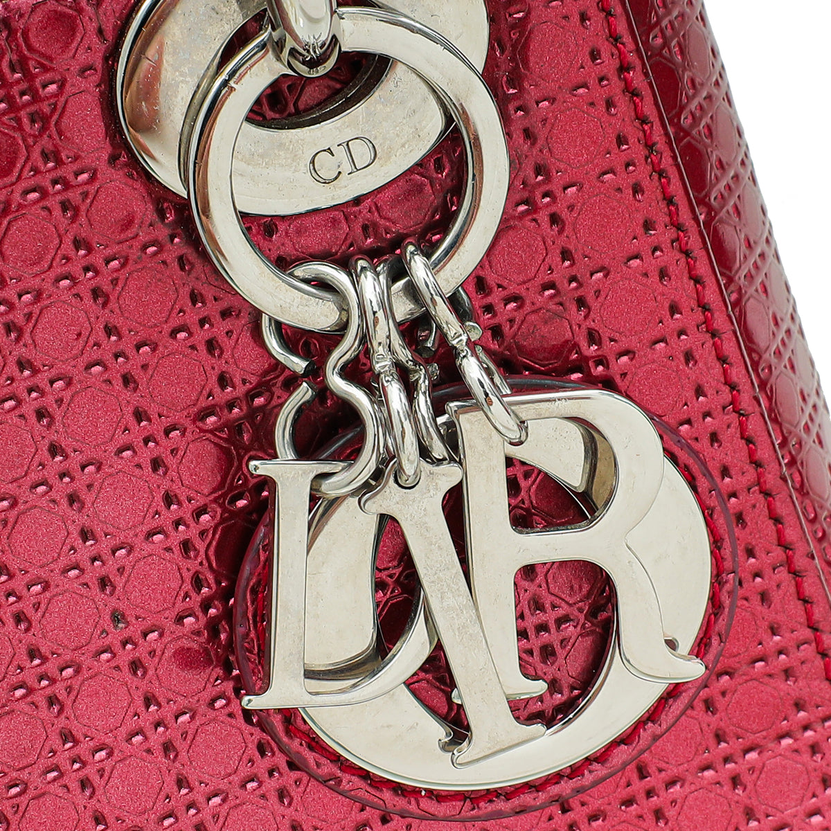 Christian Dior Metallic Fuchsia Lady Dior Microcannage Mini Strap Bag