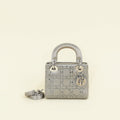 Christian Dior Gray Strass Cannage Satin Mini Lady Dior Bag