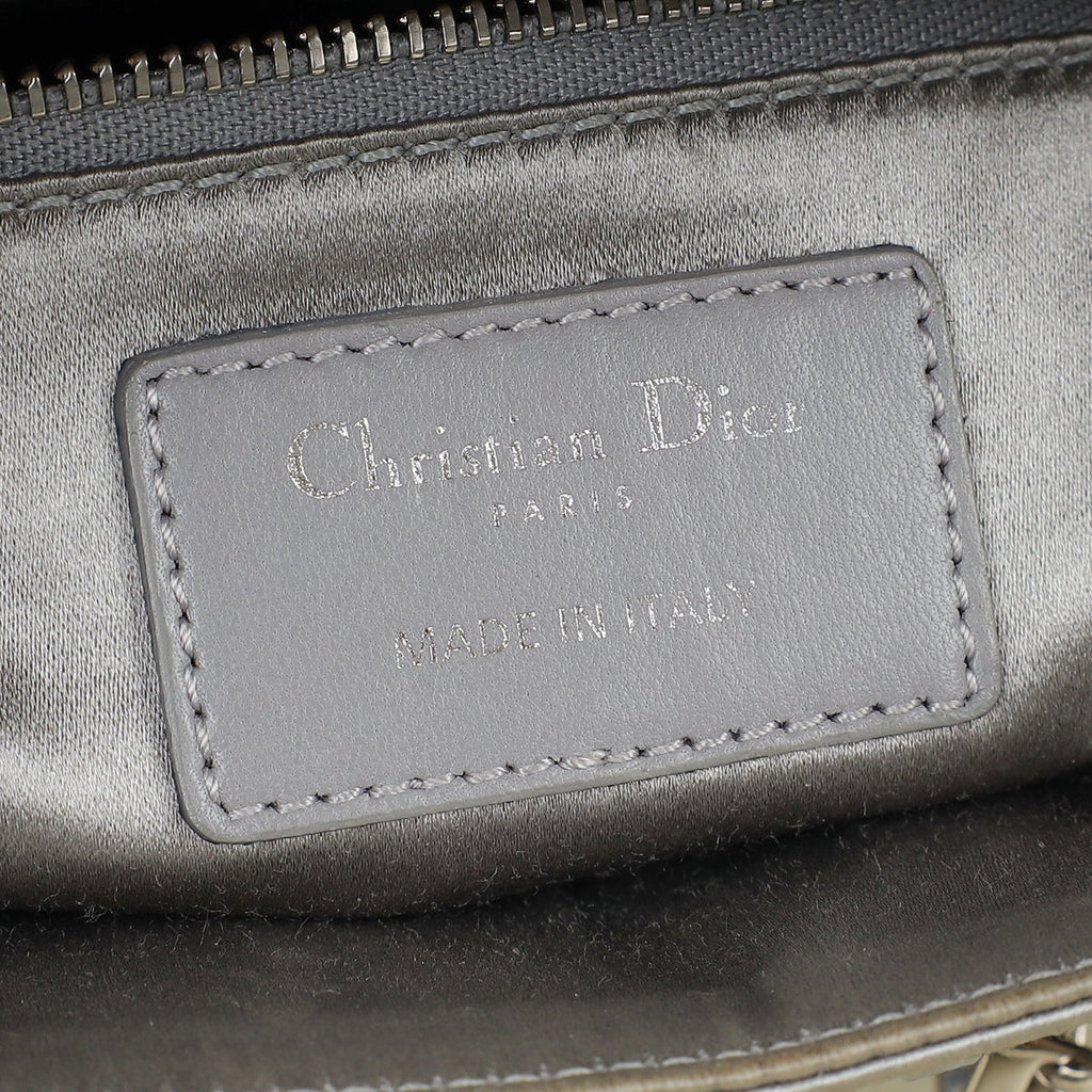Christian Dior Gray Strass Cannage Satin Mini Lady Dior Bag