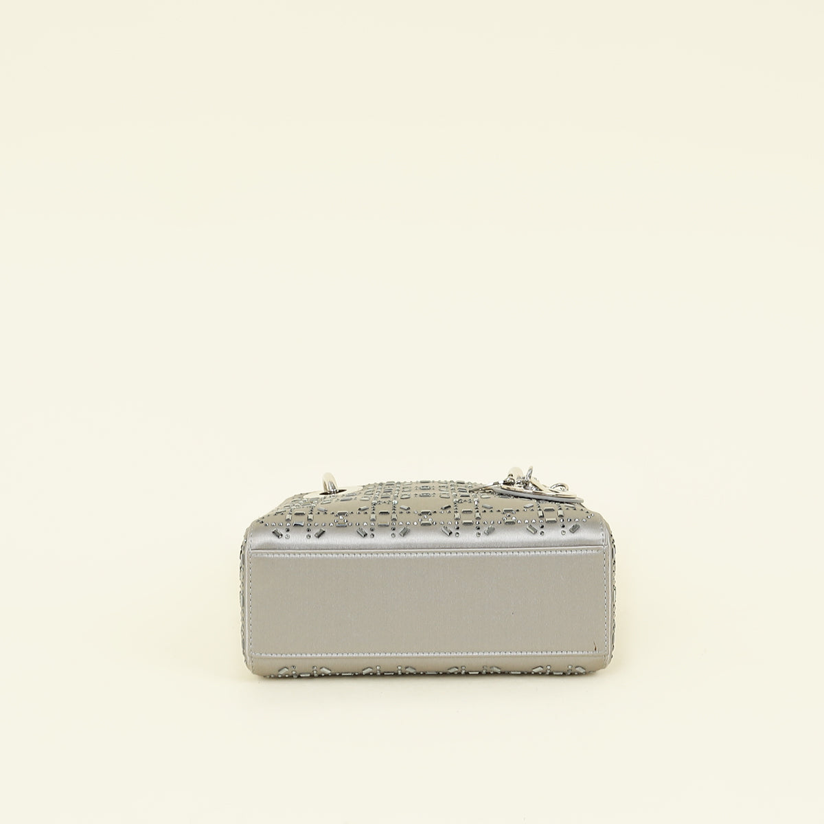 Christian Dior Gray Strass Cannage Satin Mini Lady Dior Bag