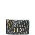 Christian Dior Navy Blue 30 Montaigne Oblique 2 Way Chain Pouch