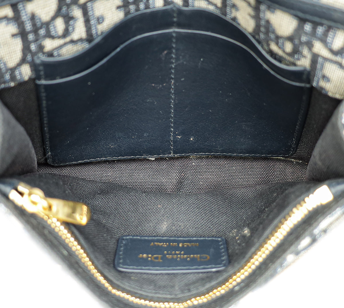 Christian Dior Navy Blue 30 Montaigne Oblique 2 Way Chain Pouch