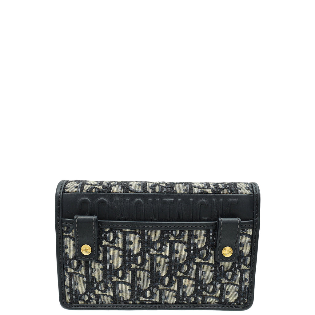 Christian Dior Navy Blue 30 Montaigne Oblique 2 Way Chain Pouch