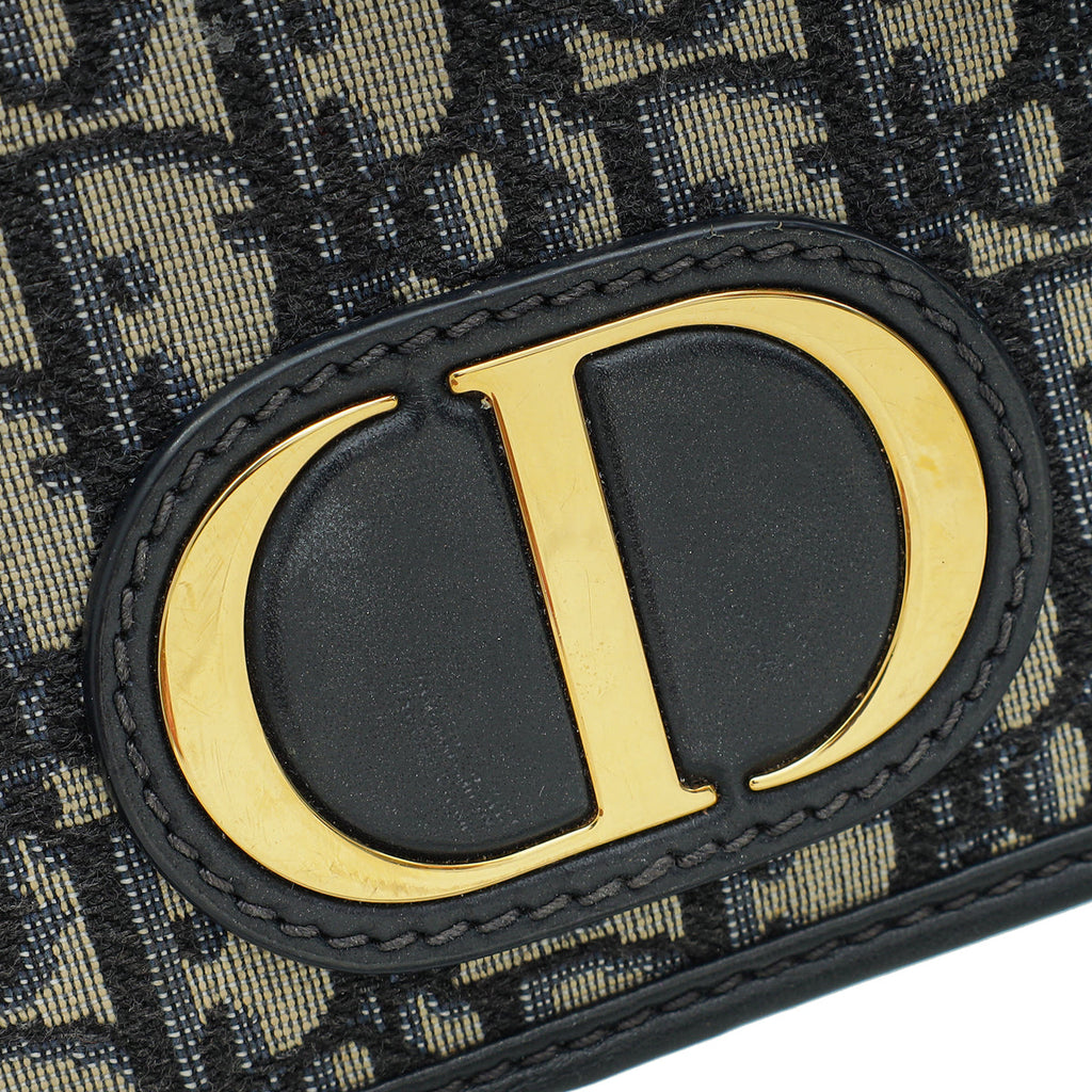 Christian Dior Navy Blue 30 Montaigne Oblique 2 Way Chain Pouch