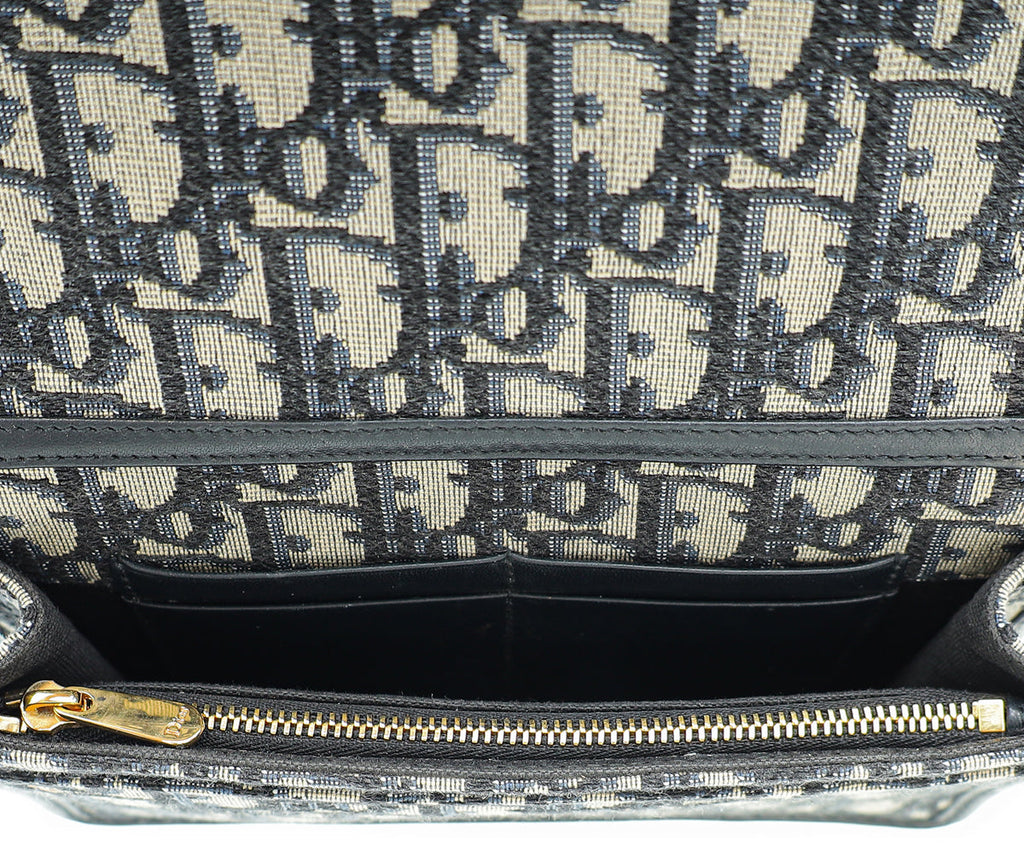 Christian Dior Navy Blue 30 Montaigne Oblique 2 Way Chain Pouch