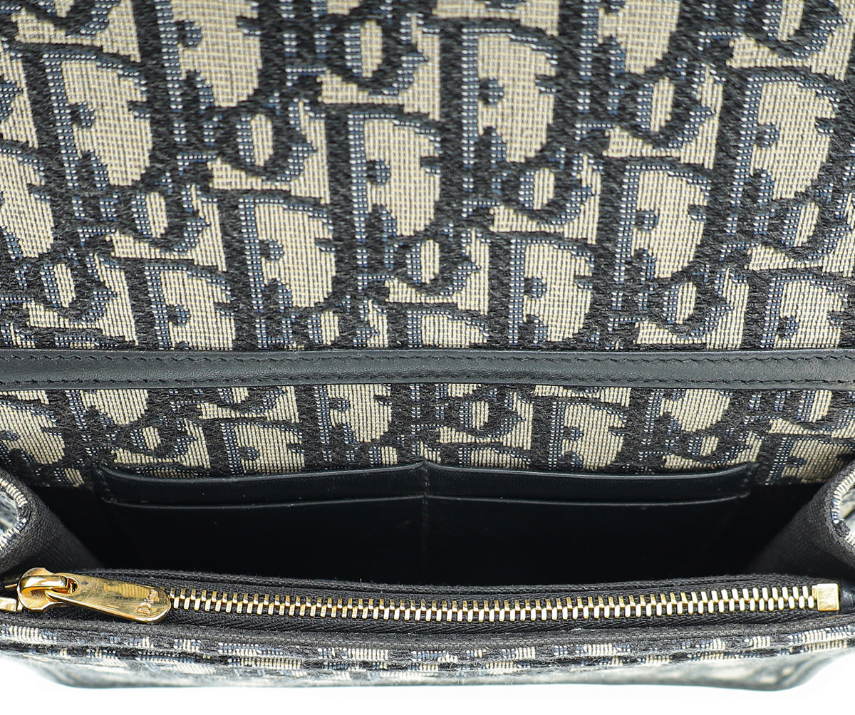 Christian Dior Navy Blue 30 Montaigne Oblique 2 Way Chain Pouch