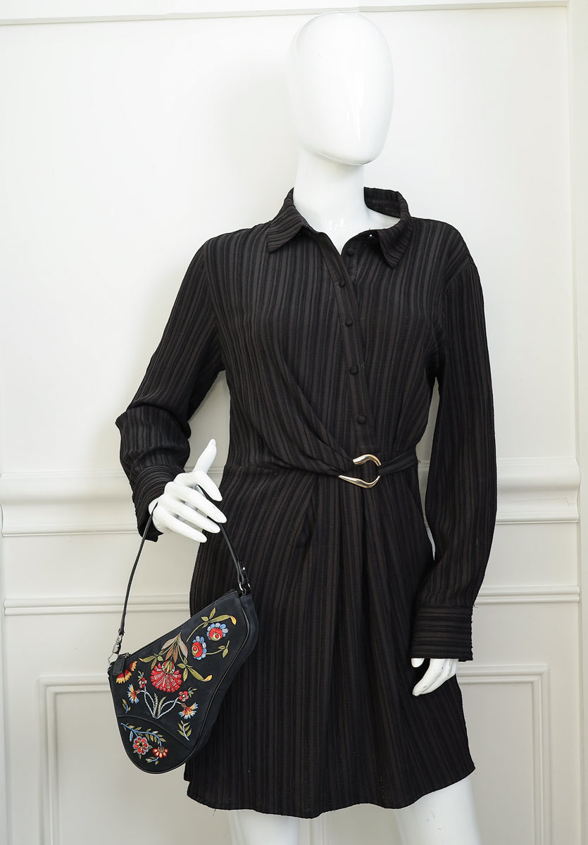 Christian Dior Multicolor Galliano Era Embroidered Saddle Pochette Bag
