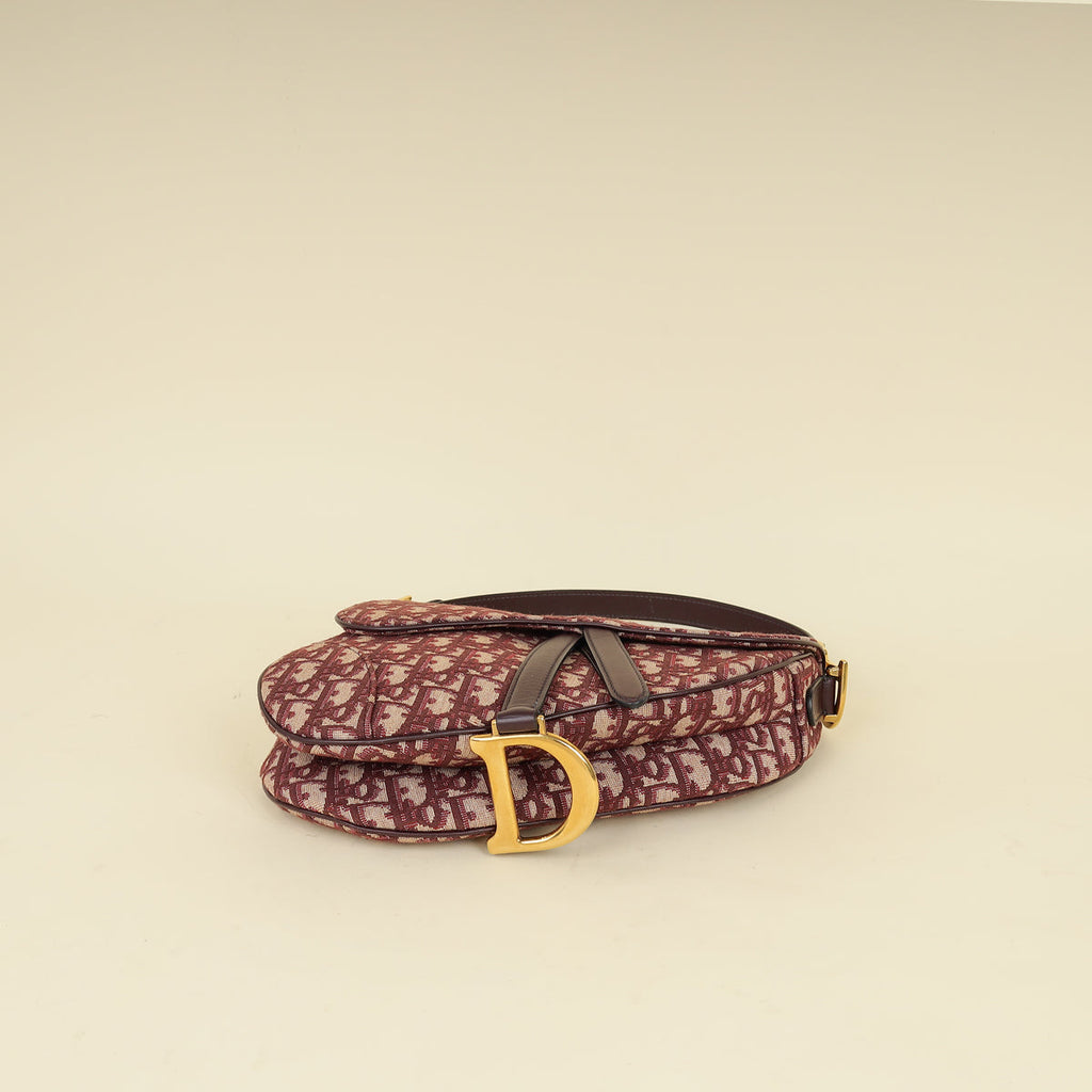 Christian Dior Burgundy Oblique Saddle Medium Bag