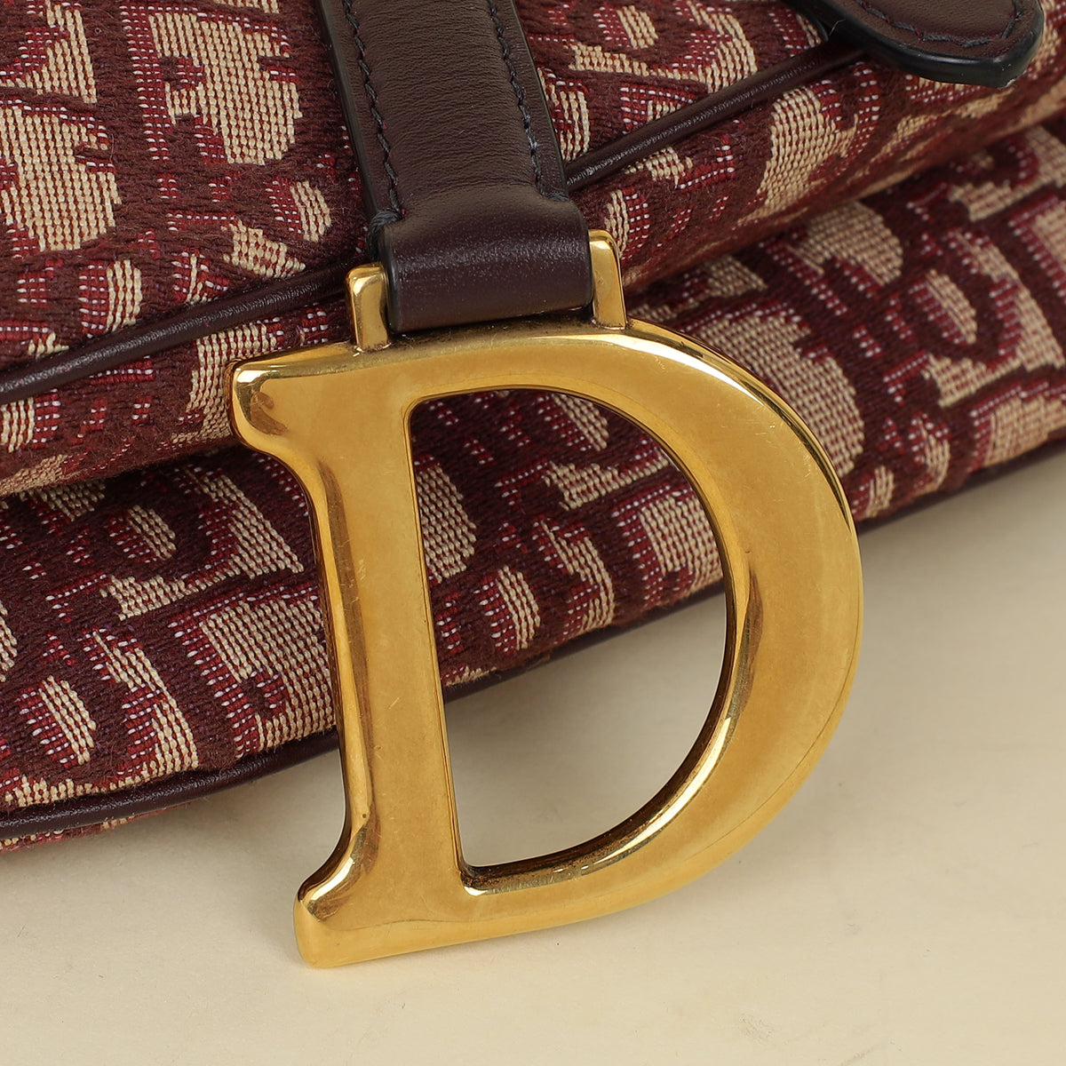 Christian Dior Burgundy Oblique Saddle Medium Bag