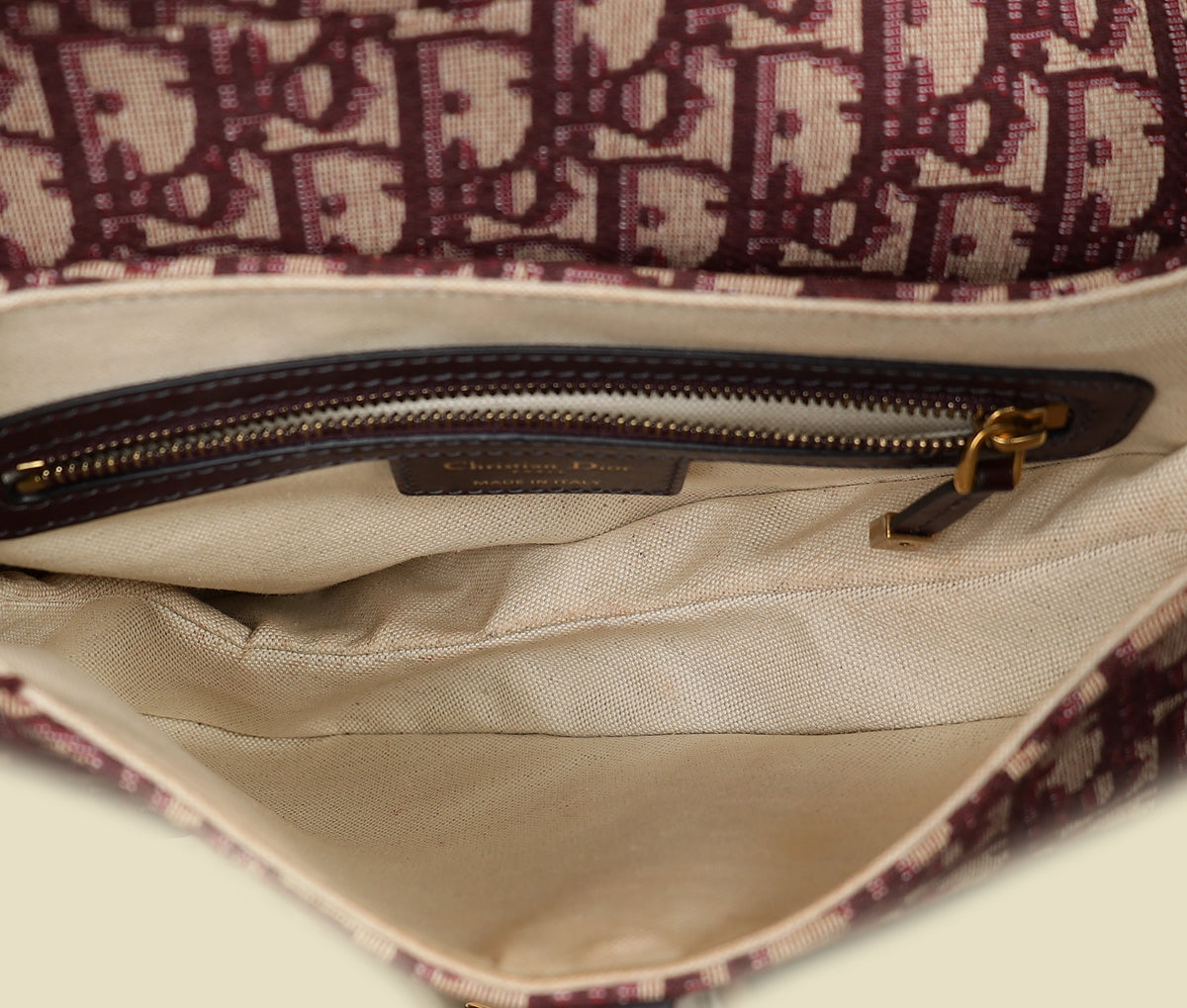 Christian Dior Burgundy Oblique Saddle Medium Bag
