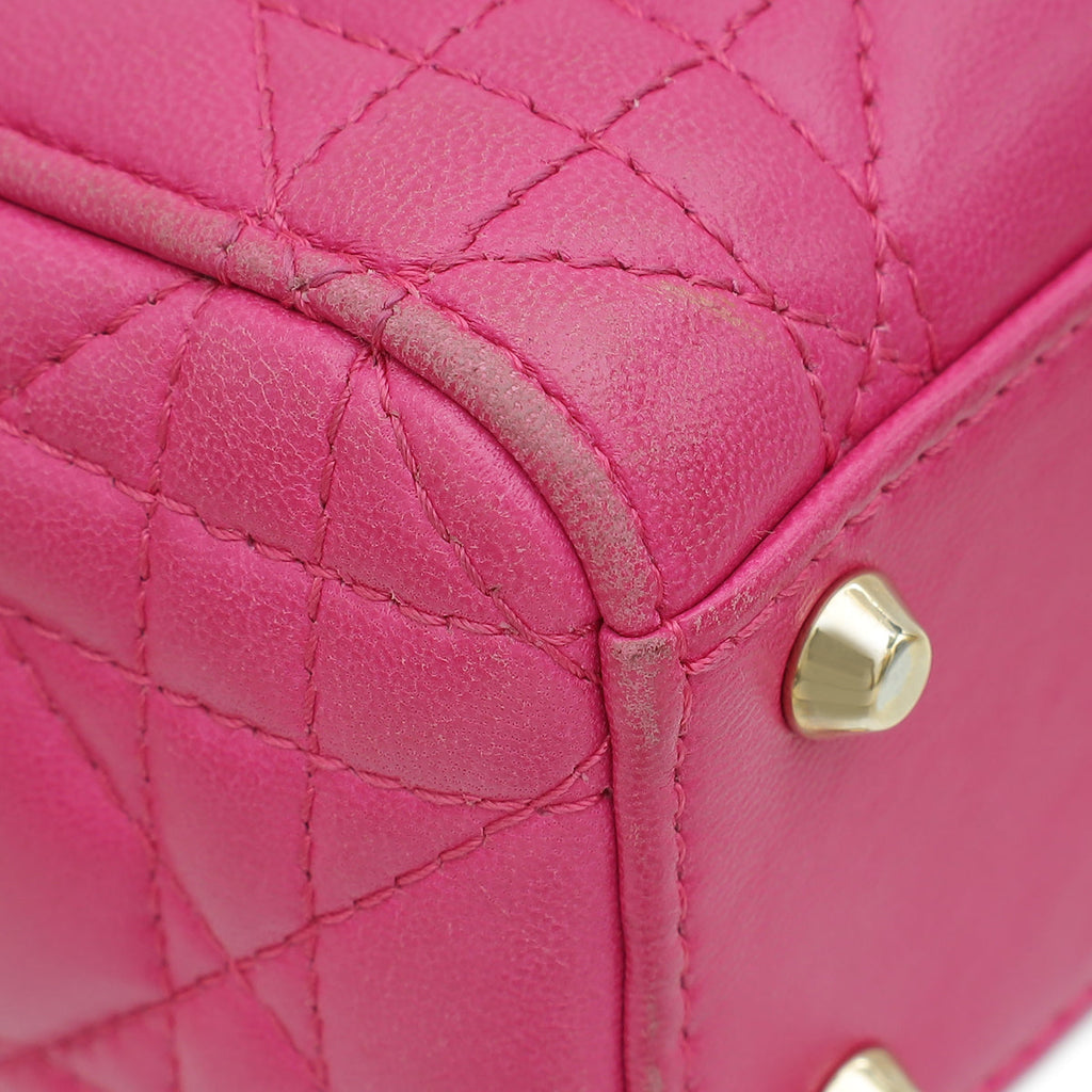 Christian Dior Fuchsia Mini Lady Dior Chain Bag