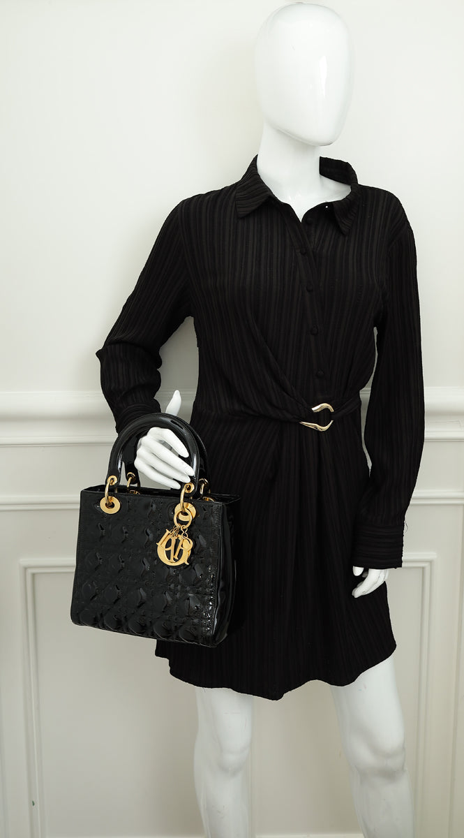 Christian Dior Black Lady Dior Medium Bag