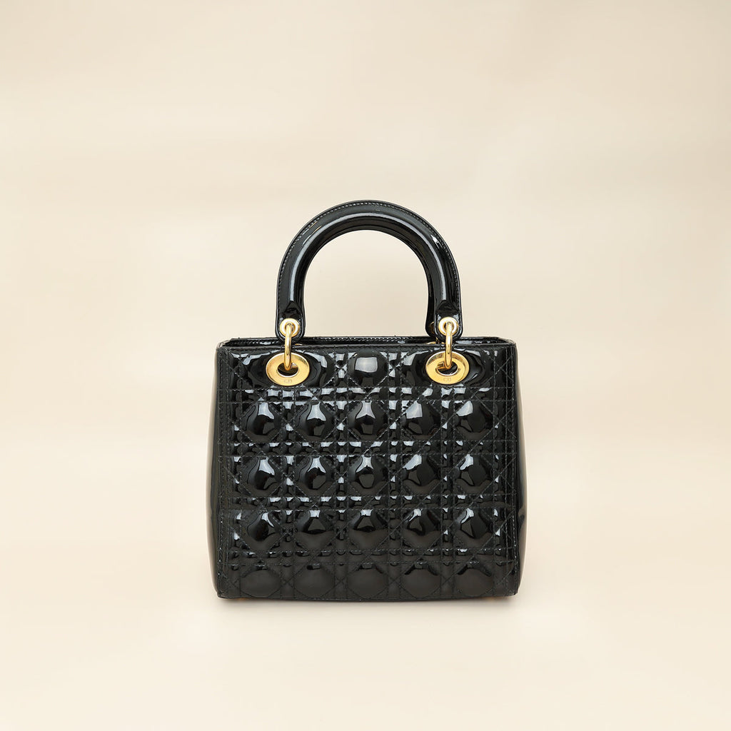 Christian Dior Black Lady Dior Medium Bag