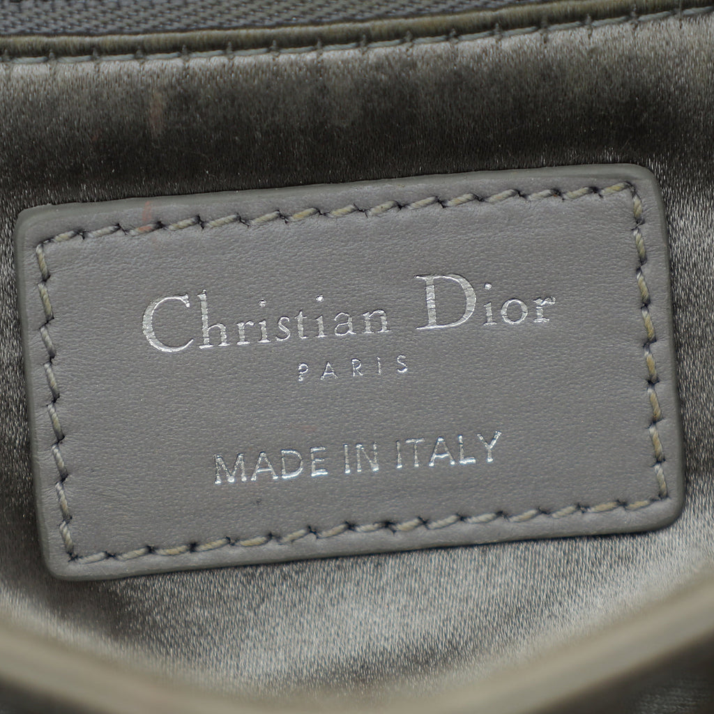 Christian Dior Grey Lady Dior Cannage Satin Strass Mini Bag