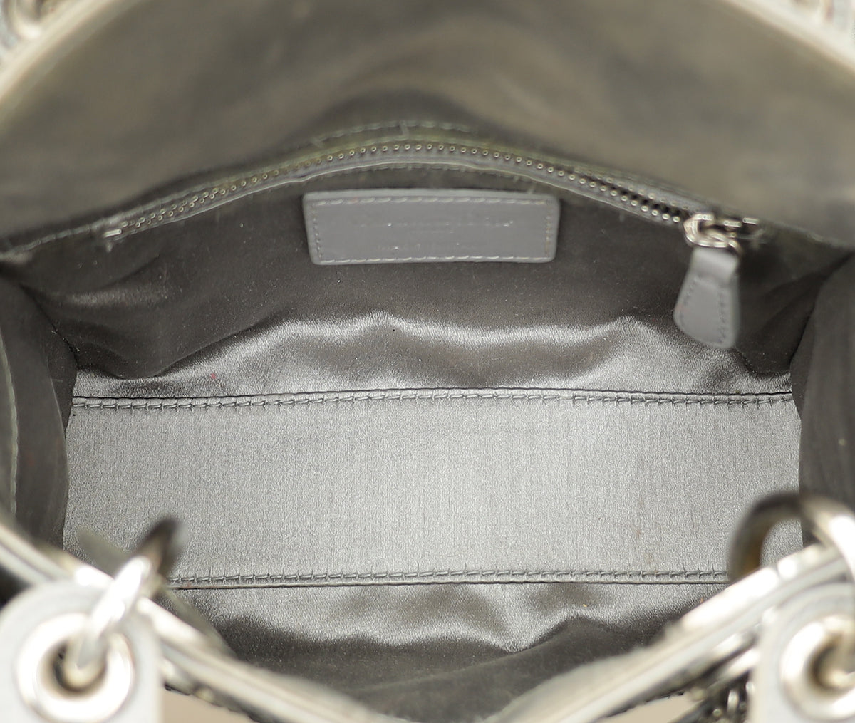 Christian Dior Grey Lady Dior Cannage Satin Strass Mini Bag