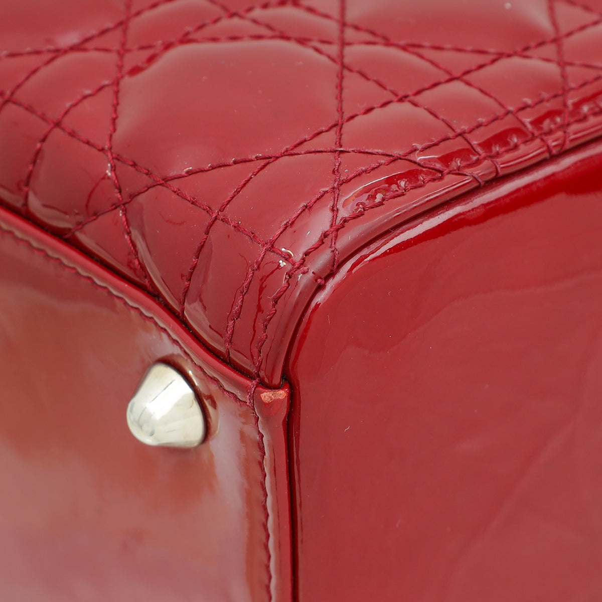 Christian Dior Cherry Red Lady Dior Large Bag