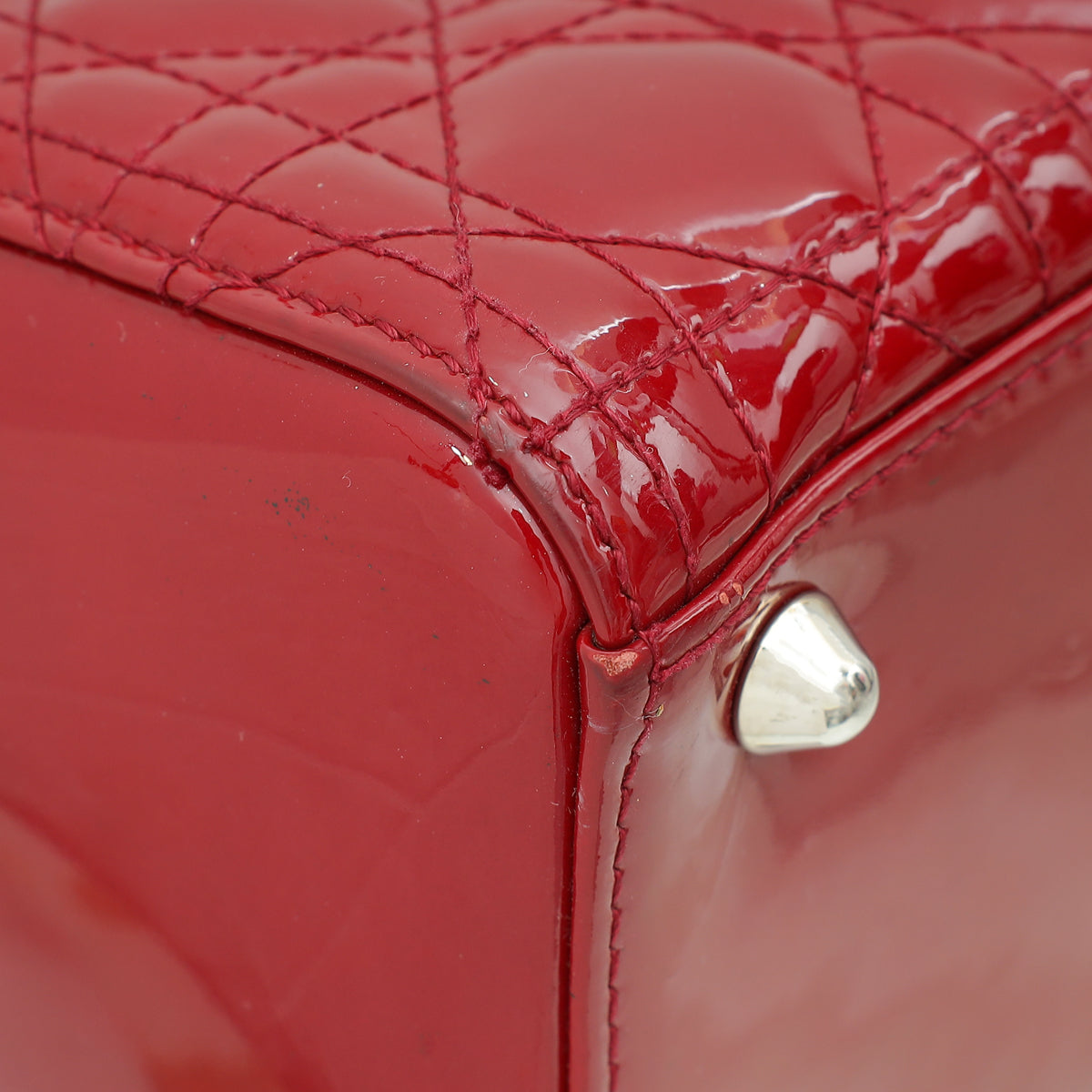 Christian Dior Cherry Red Lady Dior Large Bag